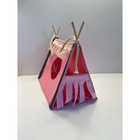 Small Pet Hide Felt Tent Hamster, Guinea Pig, Pink - Picture 3 of 5